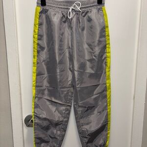 SHEIN Women's Size L Gray Track Pants with Neon Yellow Trim